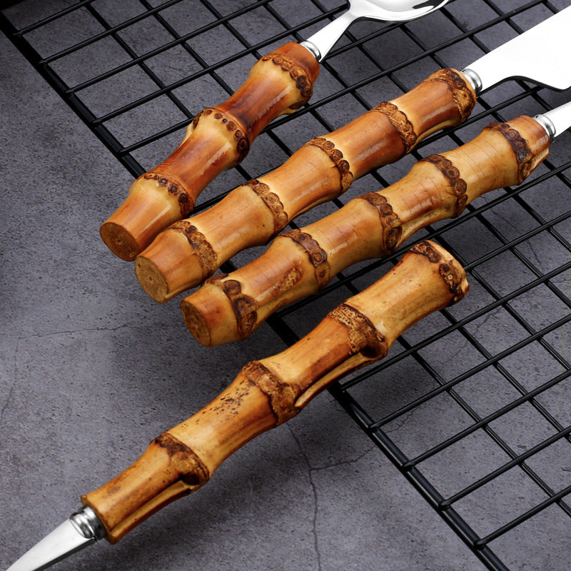 304 Stainless Steel Cutlery Set with Bamboo Handle (20/24 pcs)