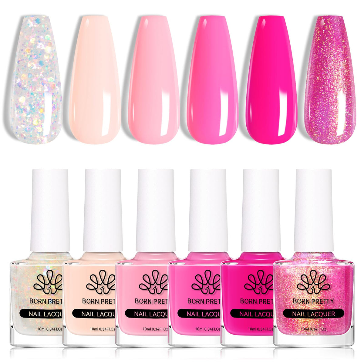 Born Pretty Pink Spectrum Glitter Nail Set 10ml