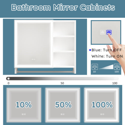 Modern 32x28 " LED Bathroom Medicine Cabinet with mirror
