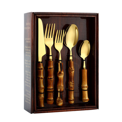 304 Stainless Steel Cutlery Set with Bamboo Handle (20/24 pcs)