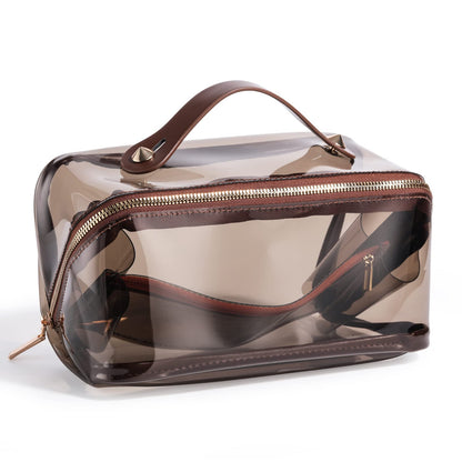 BS-MALL Cosmetic Bags Travel Case Makeup Bag High Capacity Waterproof Travel Makeup Case Organizer For Women Toiletry Bag (A-Brown)
