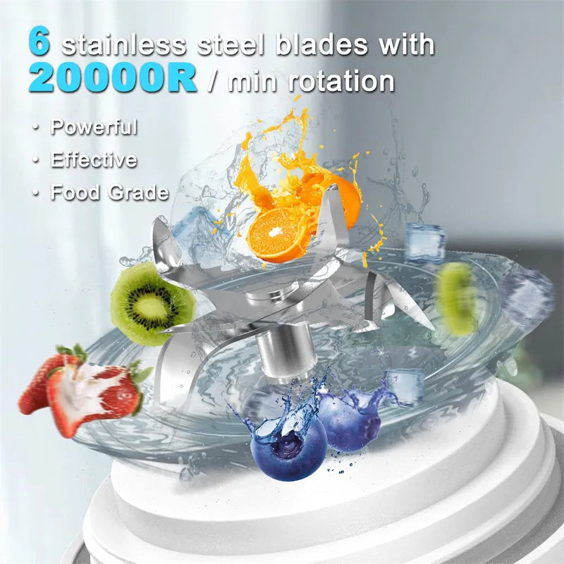Portable Personal Blender – 6‑Blade Juicer