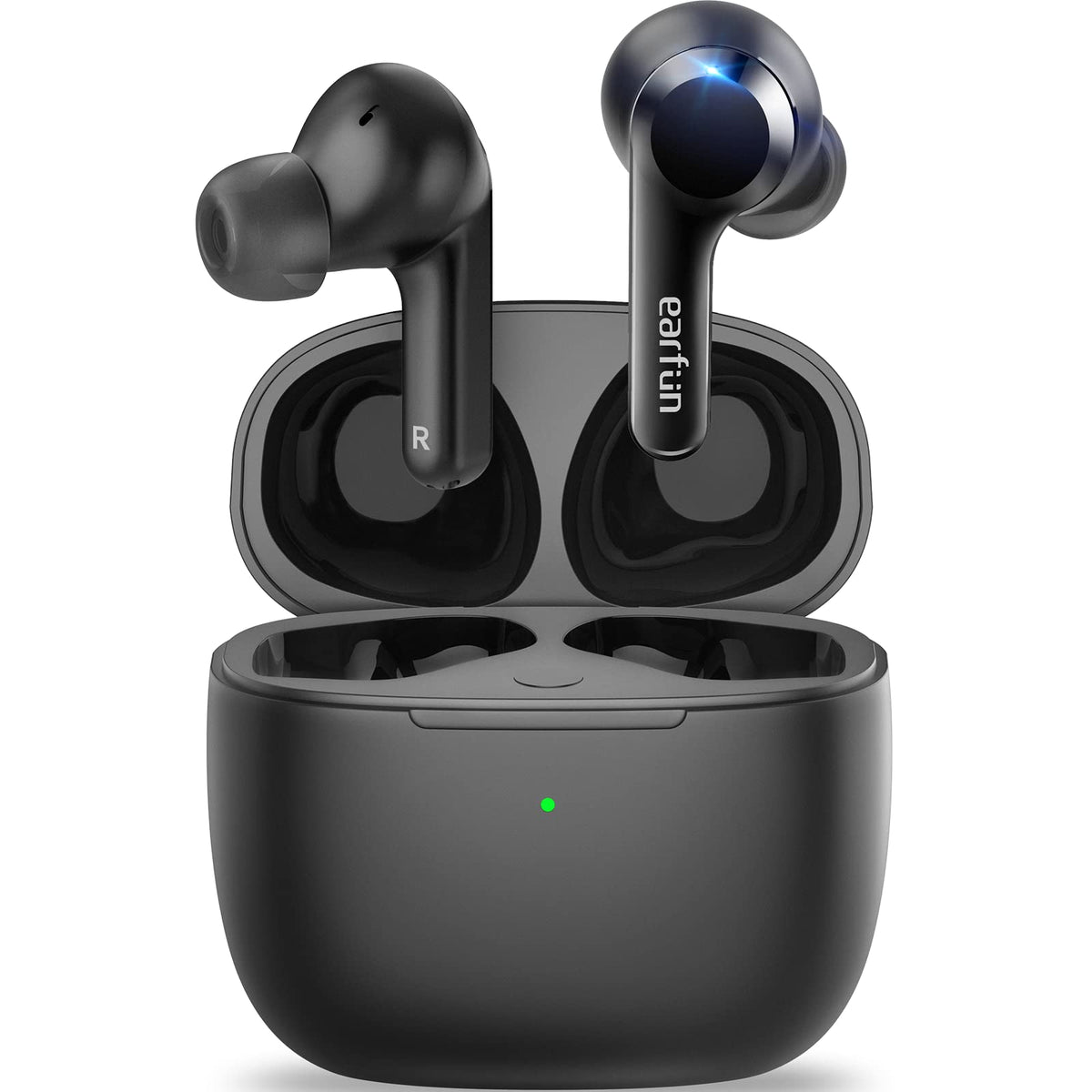 EarFun® Air True Wireless Earbuds Bluetooth Earbuds with 4 Mics Sweatshield™ IPX7 Waterproof with Volume Control USB-C Fast Charge in-Ear Headphones with Wireless Charging Deep Bass 35H Playtime