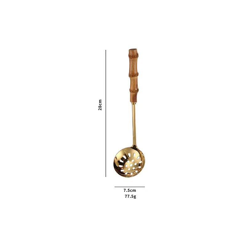 Stainless Steel Kitchen Utensil Set with Bamboo Handles