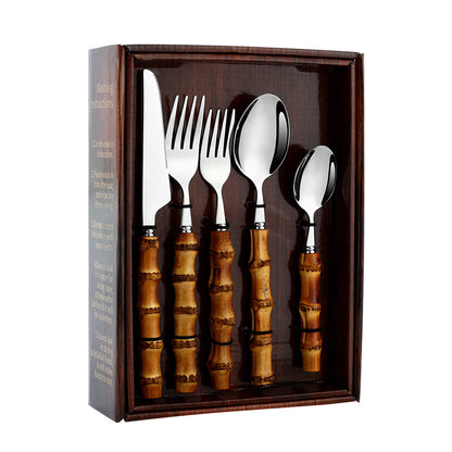 304 Stainless Steel Cutlery Set with Bamboo Handle (20/24 pcs)