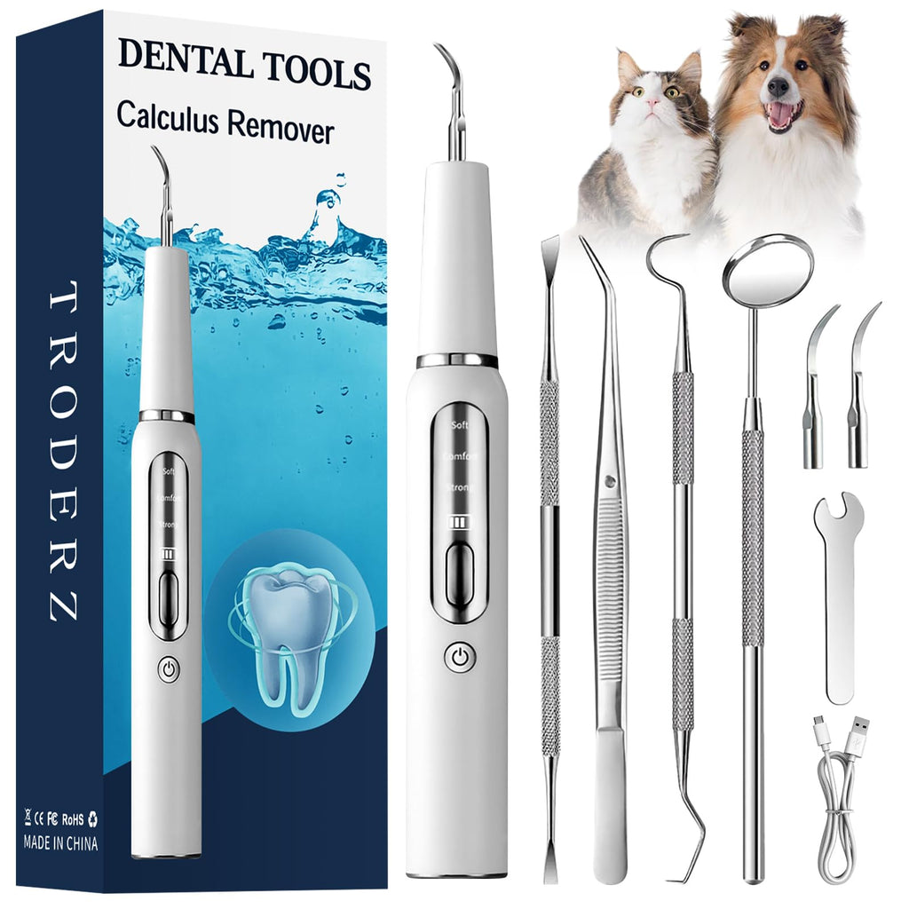 Plaque and Tartar Remover for Dogs and Cats Pet Dental Scaler with LED Light Electric Dog Teeth Cleaning Tools 3 Cleaning Mode Easy to Use and SafeWhite